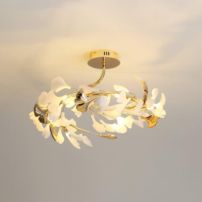 Gingko Rotating Ceiling Lamp | Metal, Ceramic | Gold, White