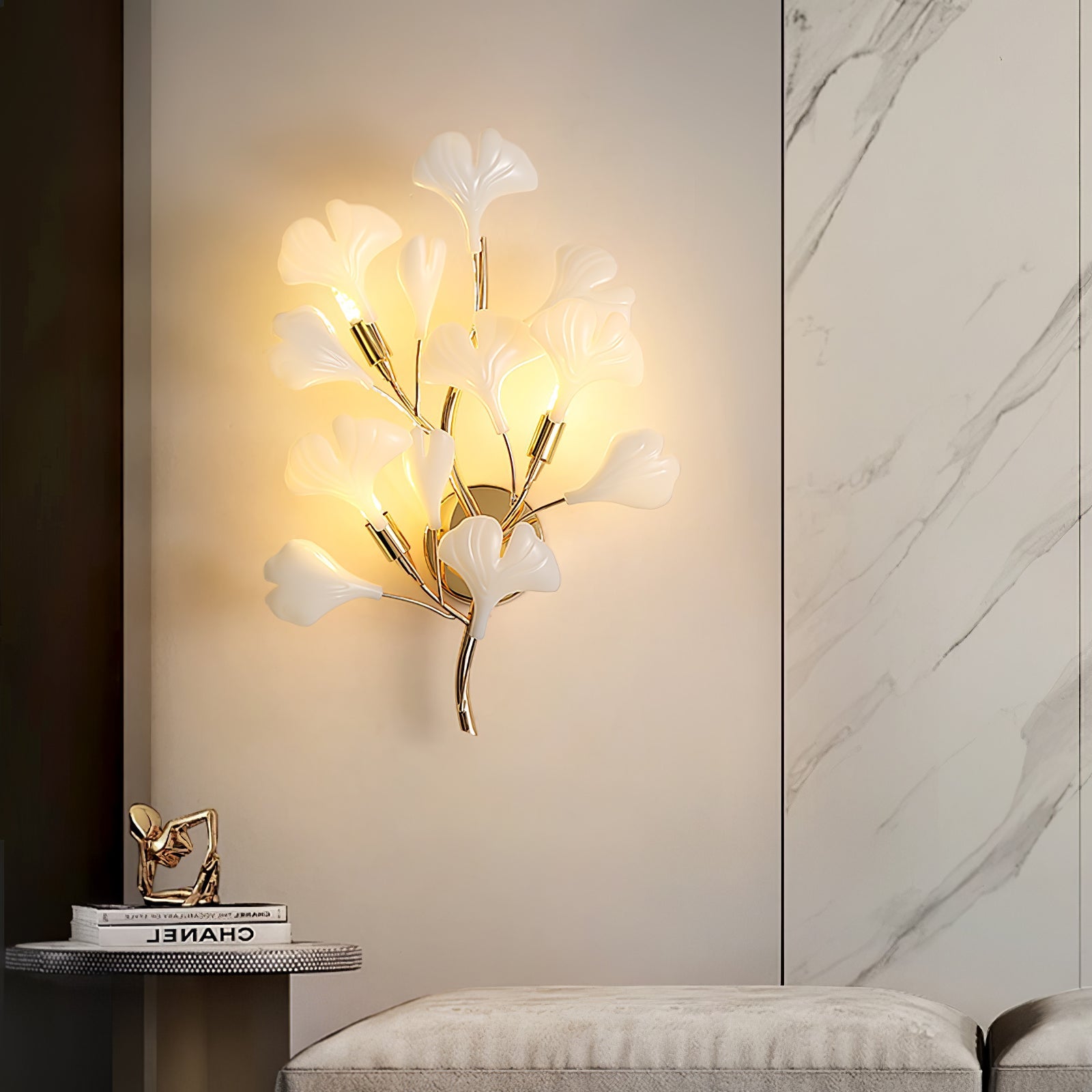 Ginkgo Wall Lamp | Gold & White | Set of 2