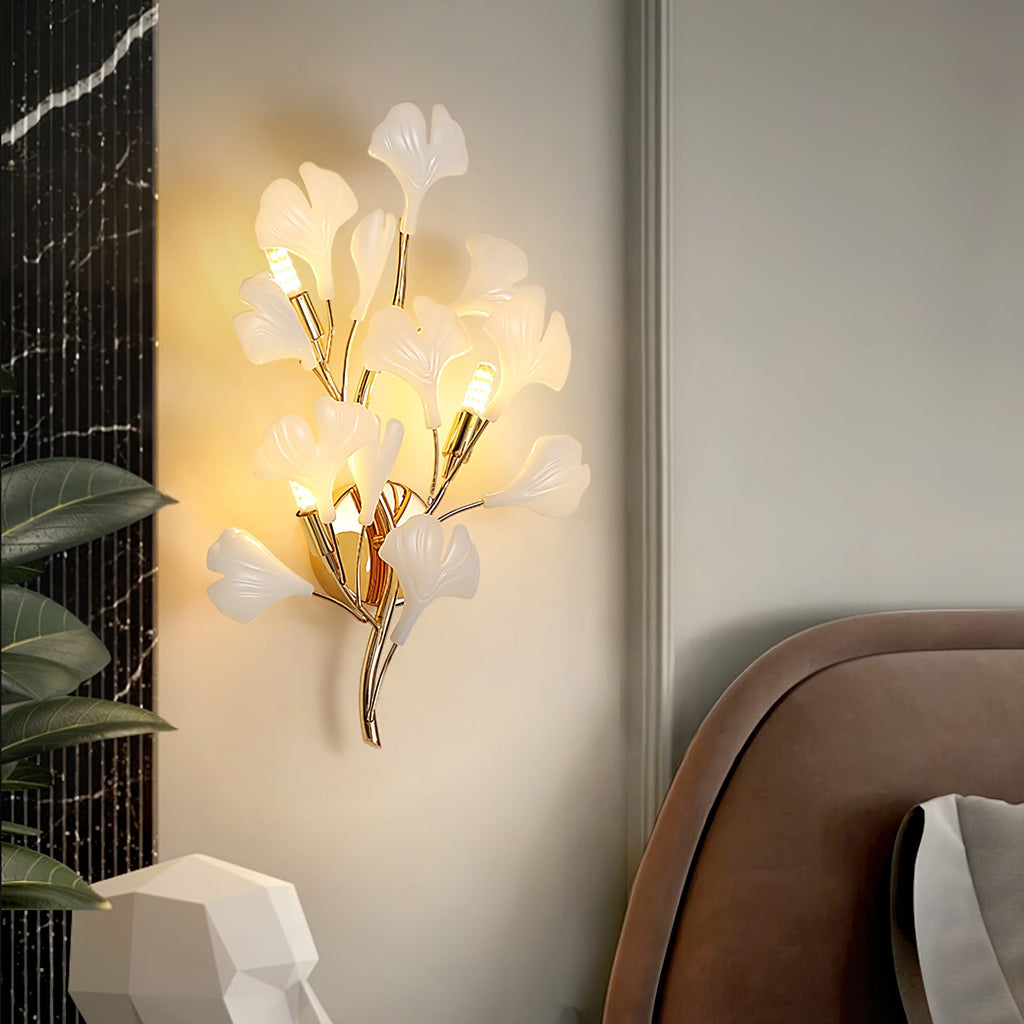 Ginkgo Wall Lamp | Gold & White | Set of 2