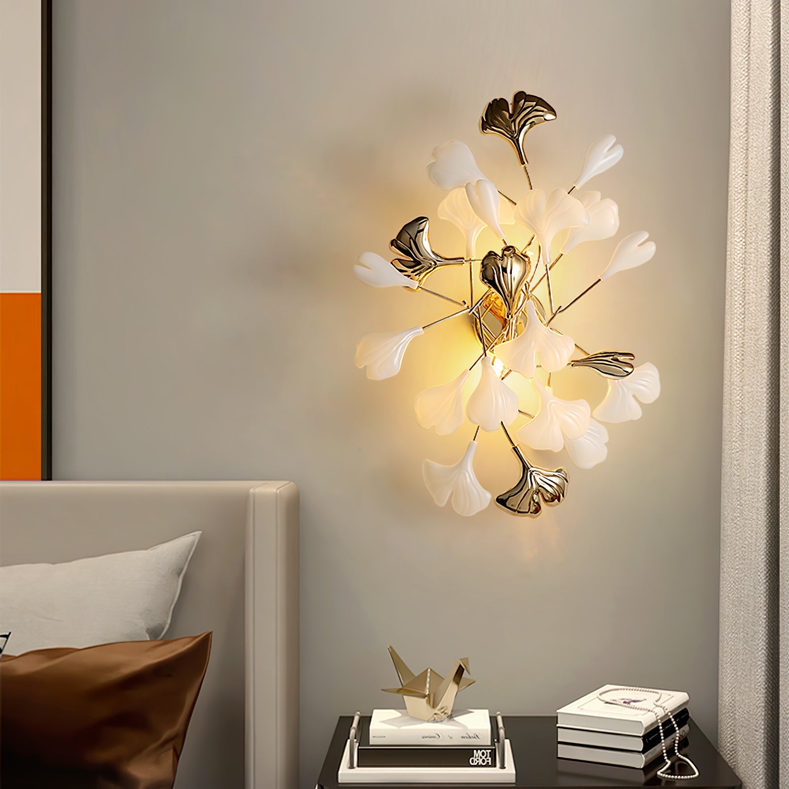 Ginkgo Wall Lamp | Gold & White | Set of 2
