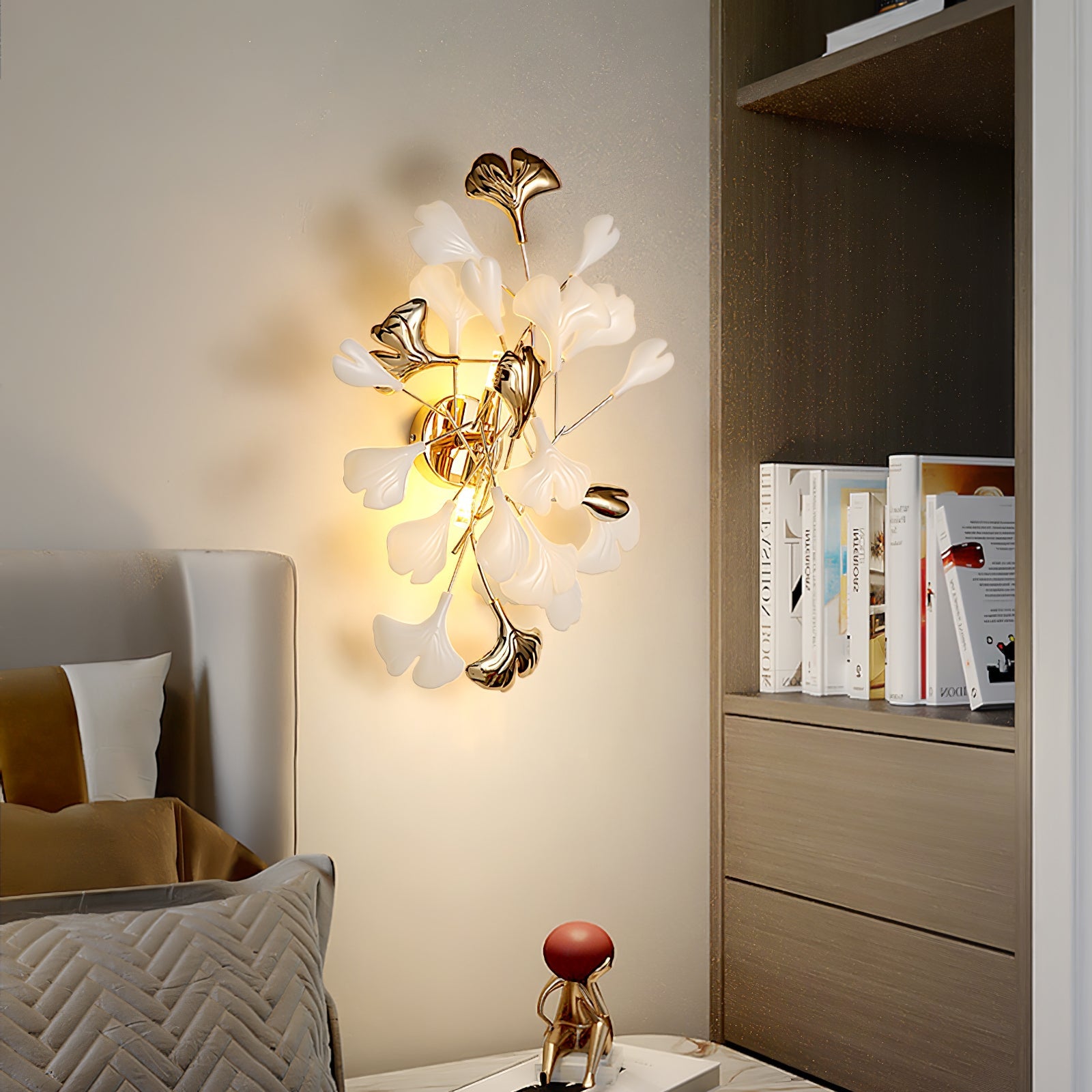 Ginkgo Wall Lamp | Gold & White | Set of 2