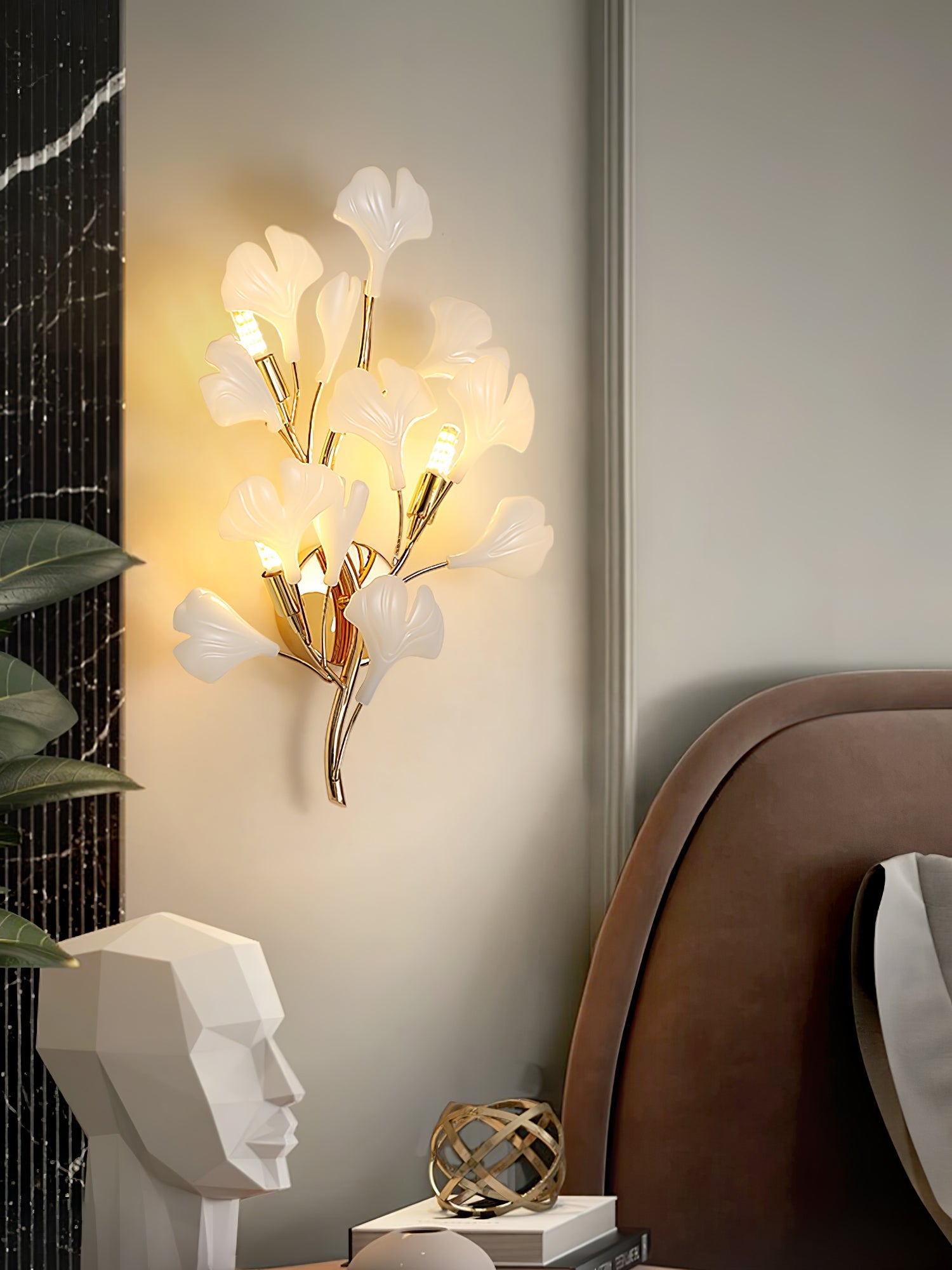 Ginkgo Wall Lamp | Gold & White | Set of 2
