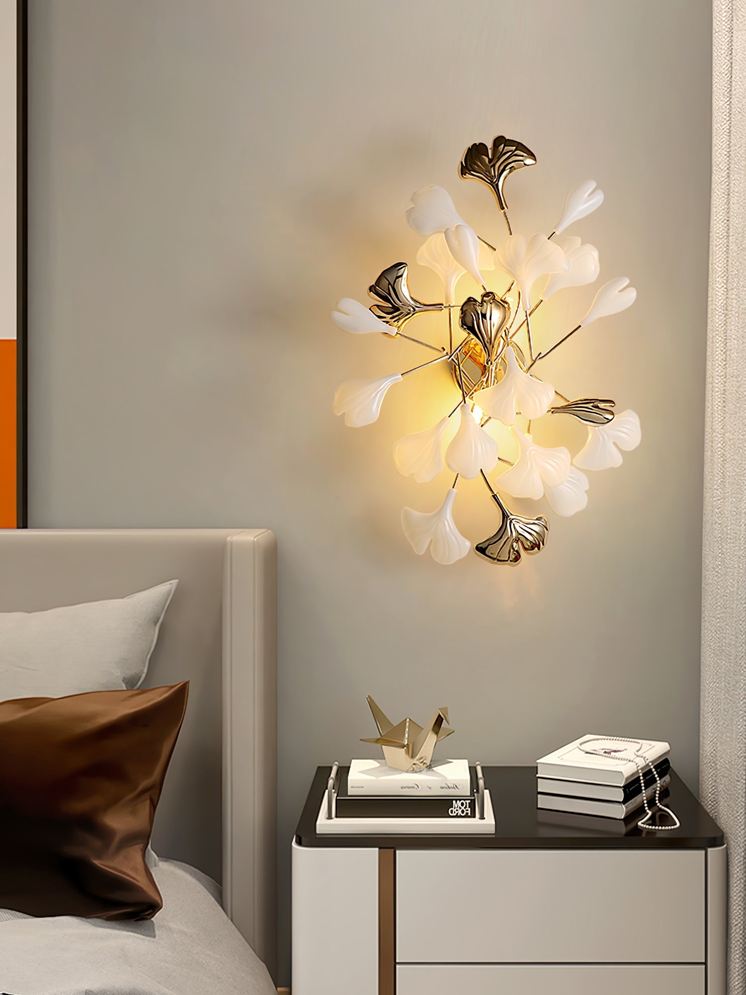 Ginkgo Wall Lamp | Gold & White | Set of 2