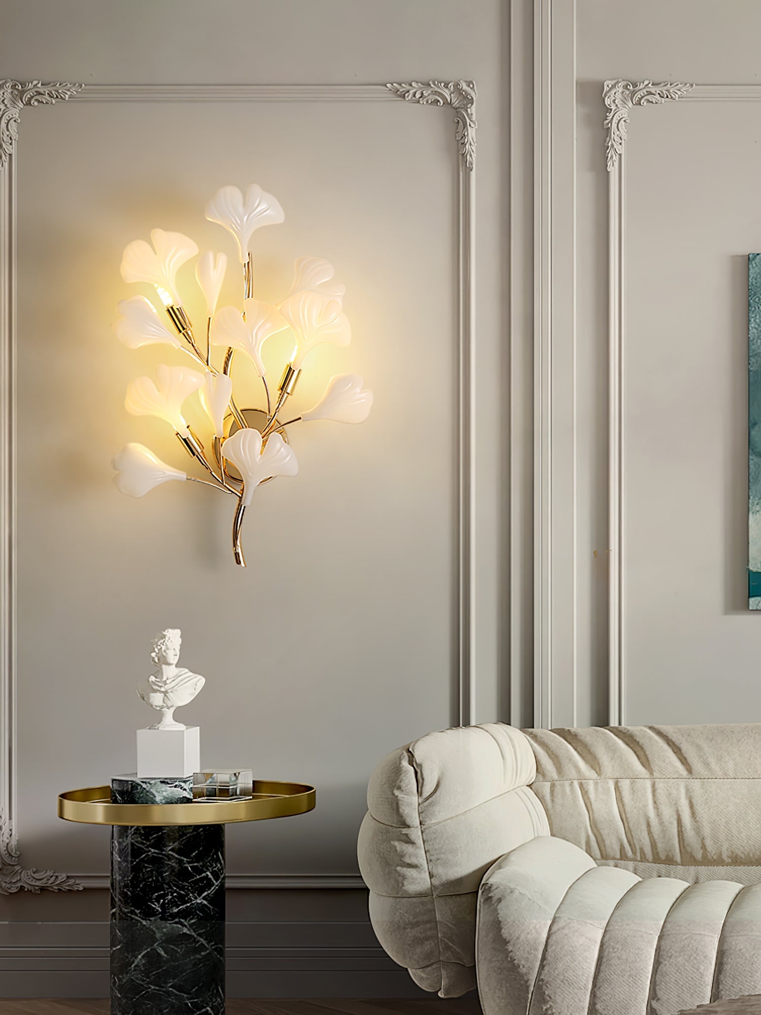 Ginkgo Wall Lamp | Gold & White | Set of 2