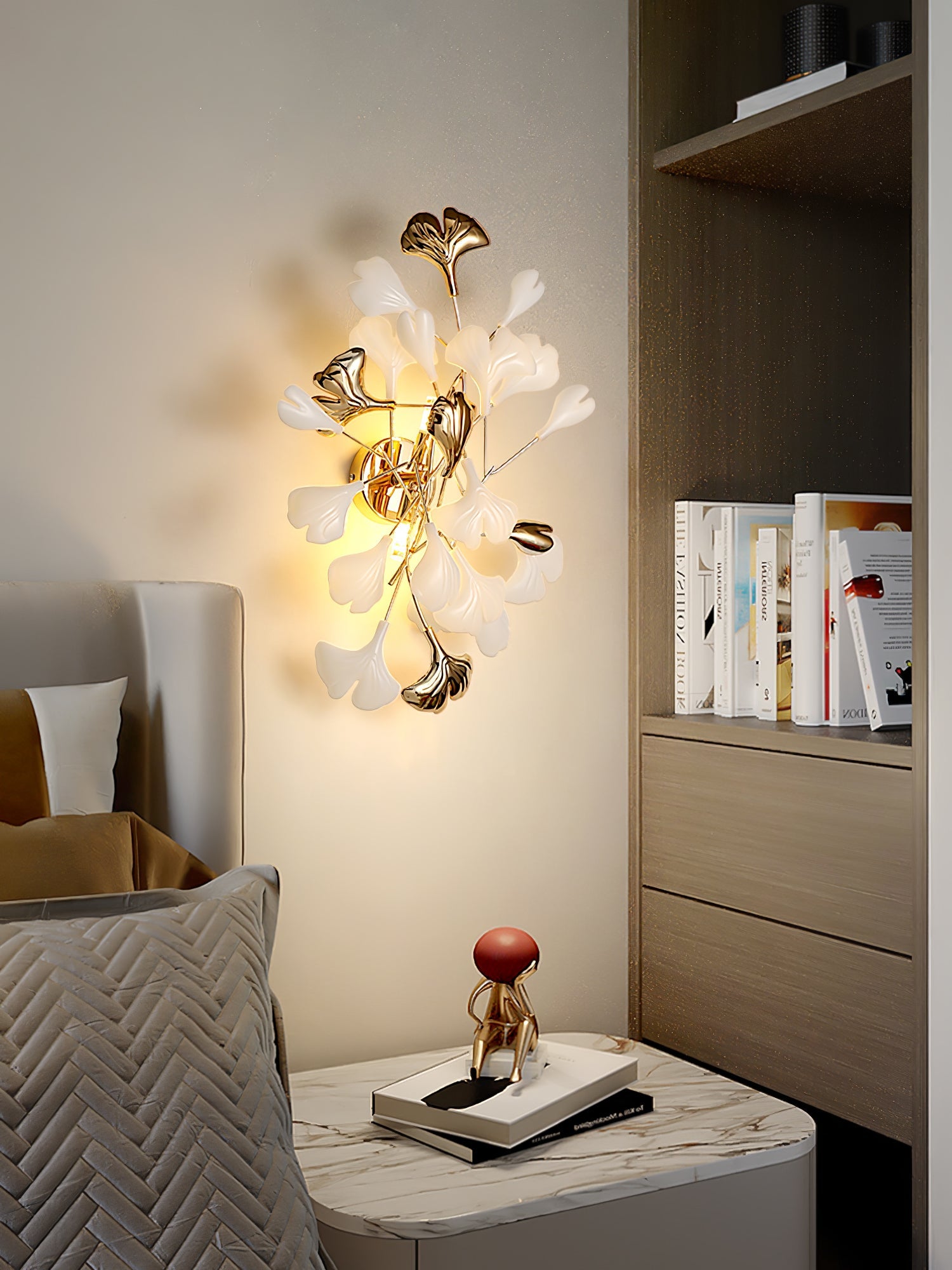 Ginkgo Wall Lamp | Gold & White | Set of 2