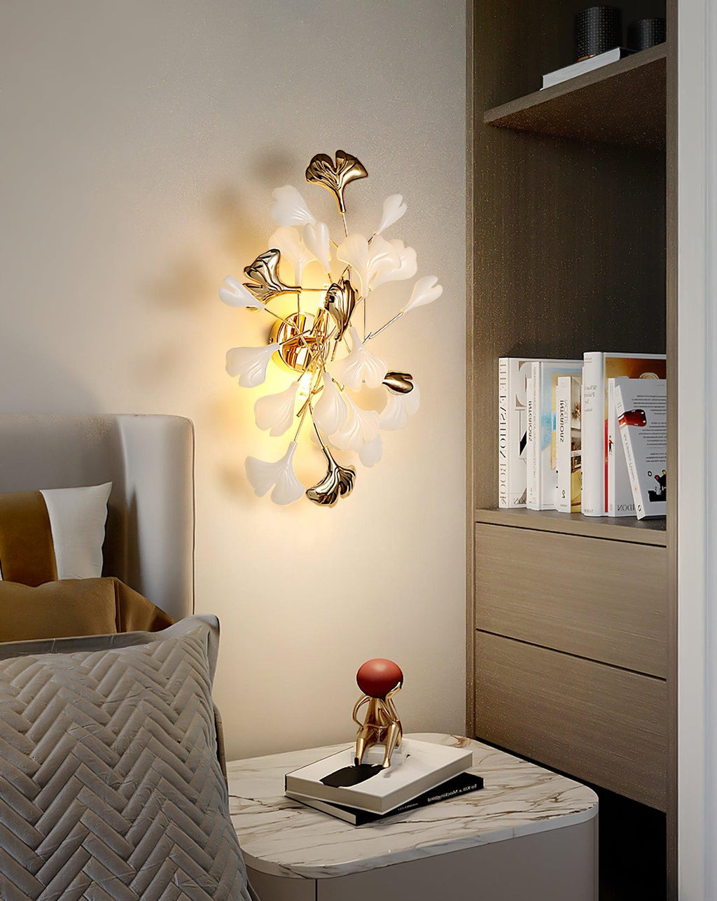 Ginkgo Wall Lamp | Gold & White | Set of 2