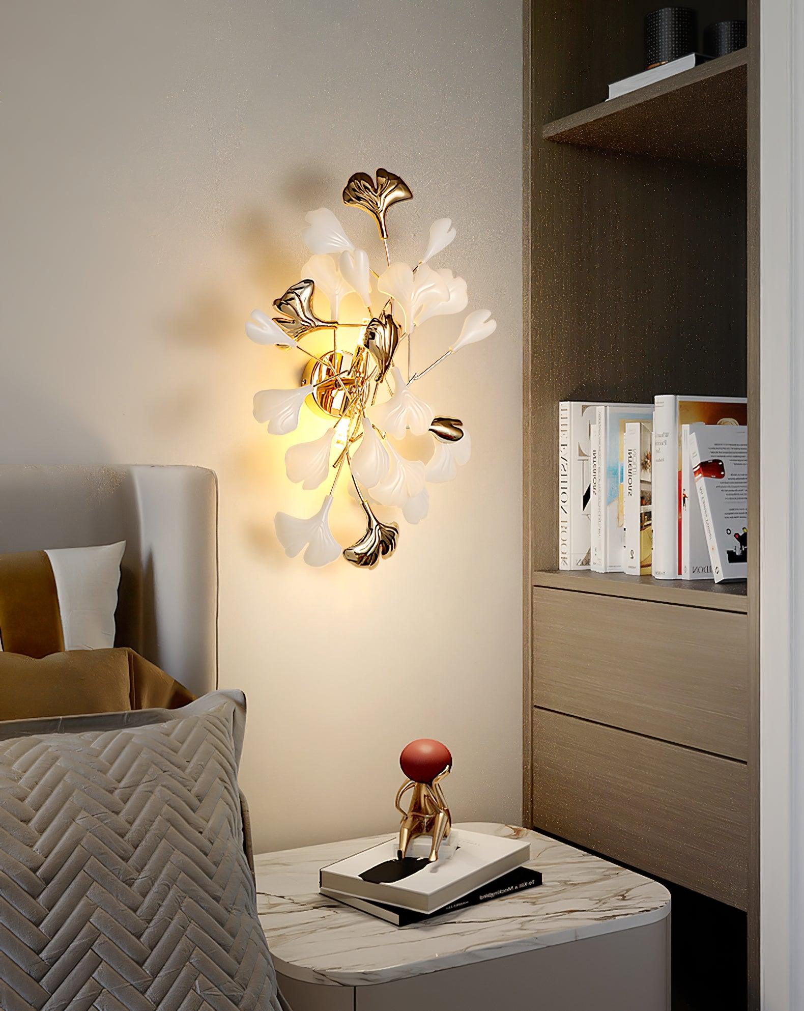 Ginkgo Wall Lamp | Gold & White | Set of 2