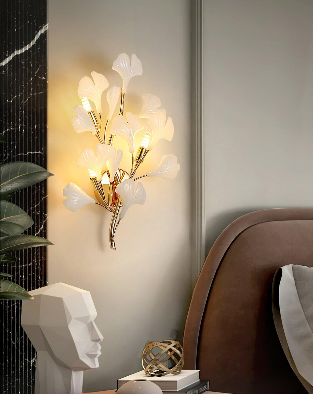 Ginkgo Wall Lamp | Gold & White | Set of 2