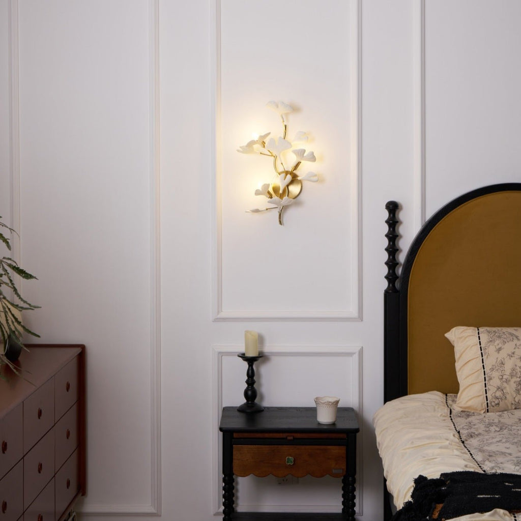 Ginkgo Wall Lamp | Gold & White | Set of 2