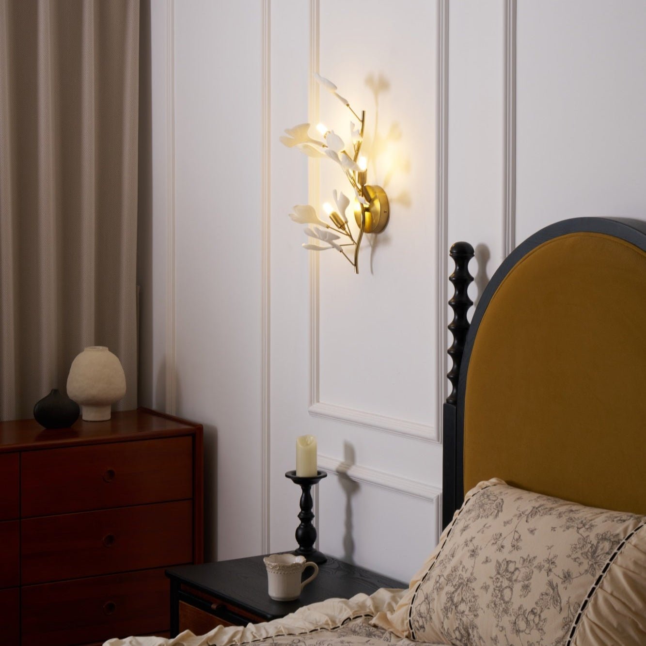 Ginkgo Wall Lamp | Gold & White | Set of 2