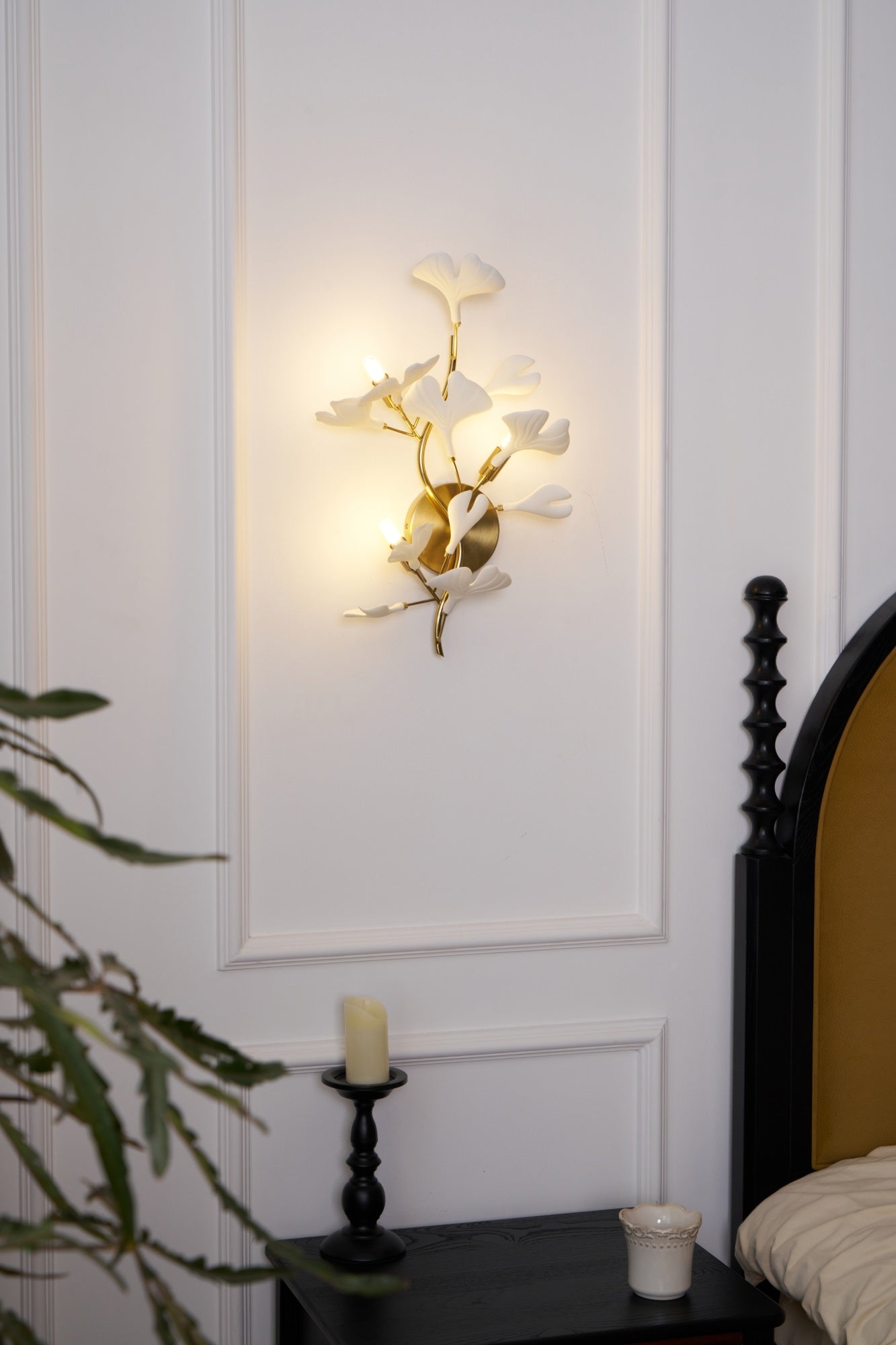 Ginkgo Wall Lamp | Gold & White | Set of 2