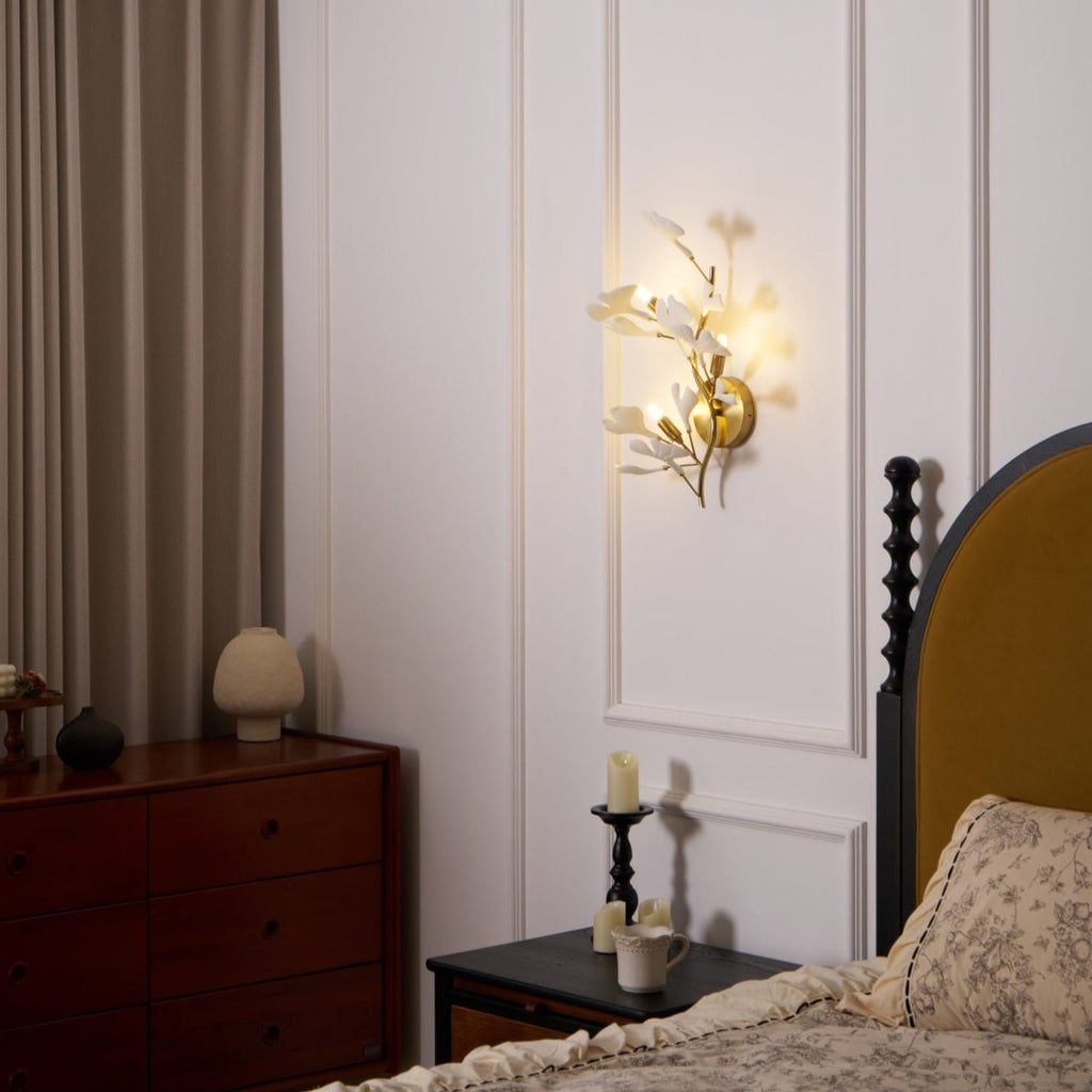 Ginkgo Wall Lamp | Gold & White | Set of 2