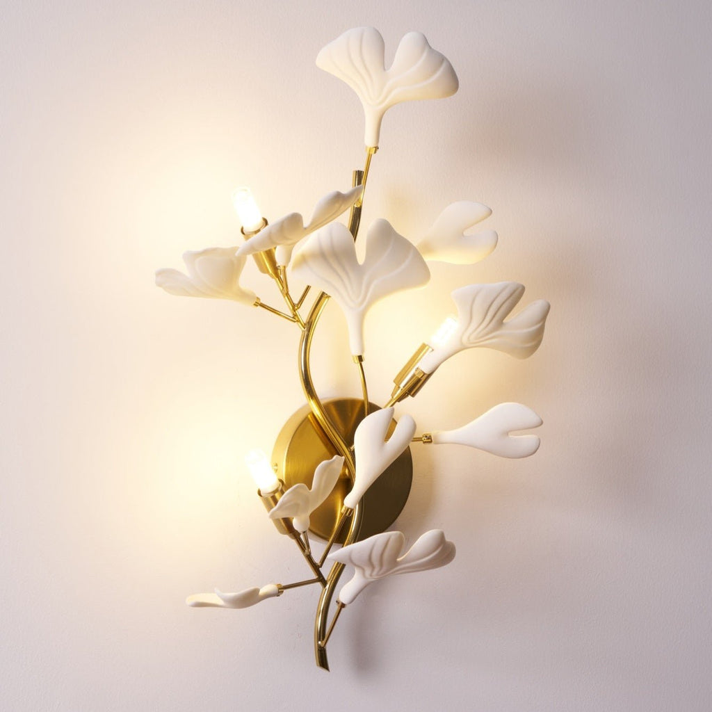 Ginkgo Wall Lamp | Gold & White | Set of 2