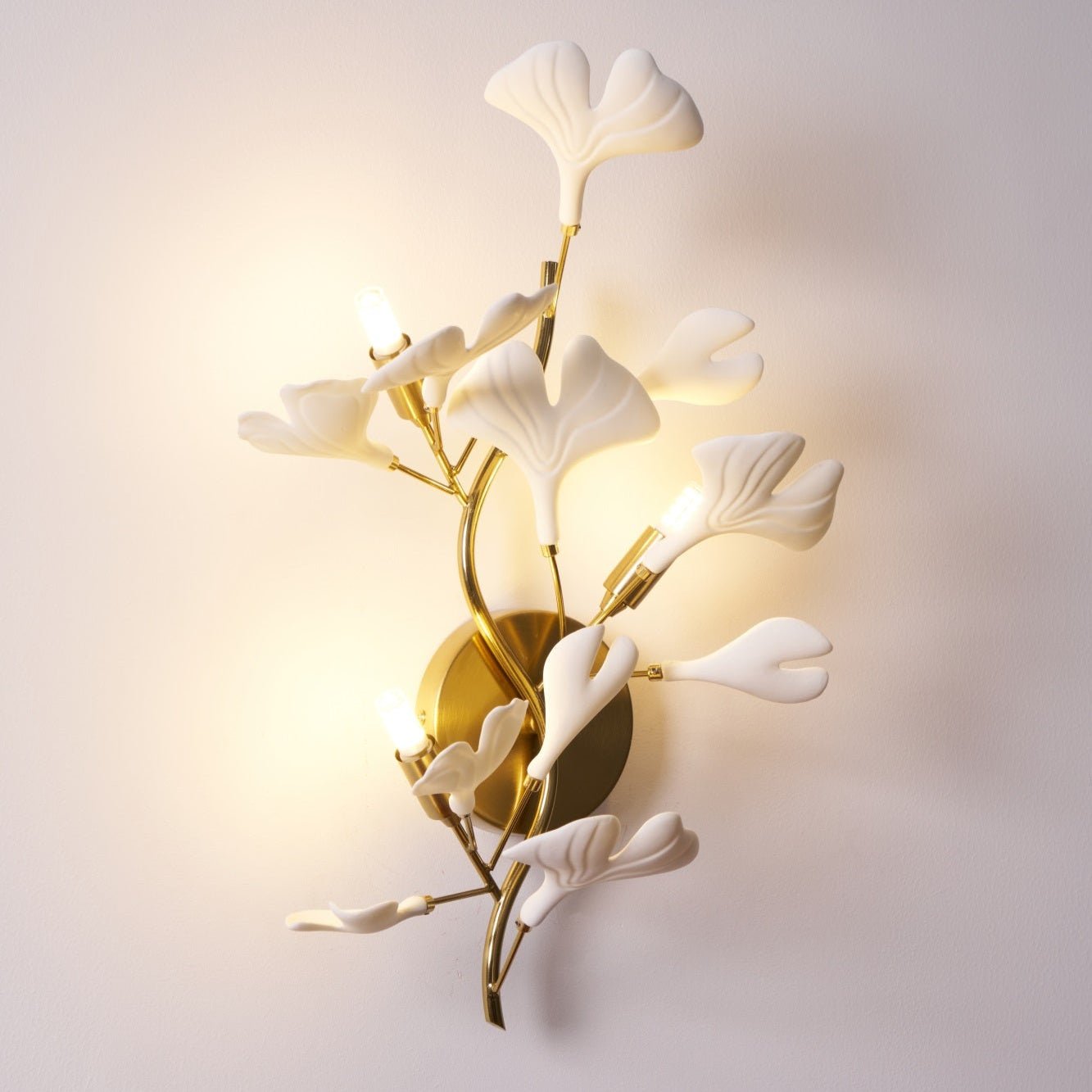 Ginkgo Wall Lamp | Gold & White | Set of 2
