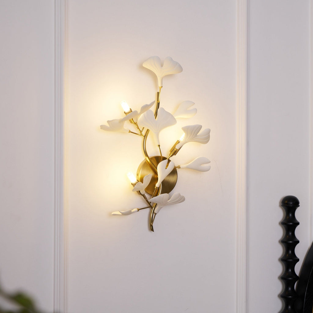 Ginkgo Wall Lamp | Gold & White | Set of 2