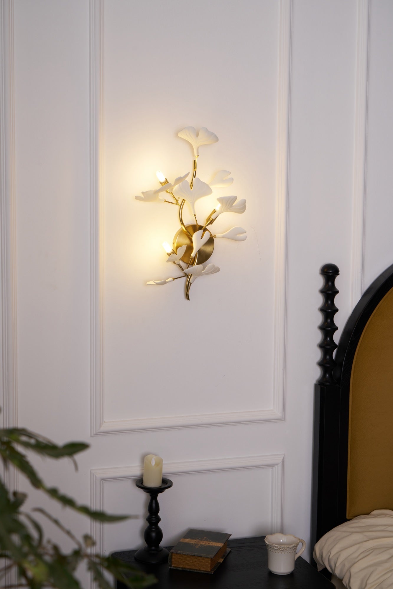 Ginkgo Wall Lamp | Gold & White | Set of 2