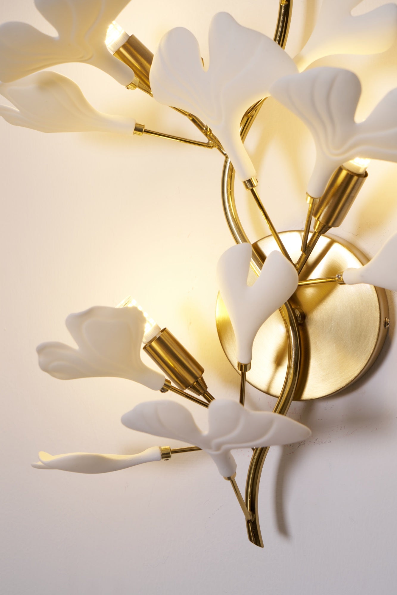 Ginkgo Wall Lamp | Gold & White | Set of 2