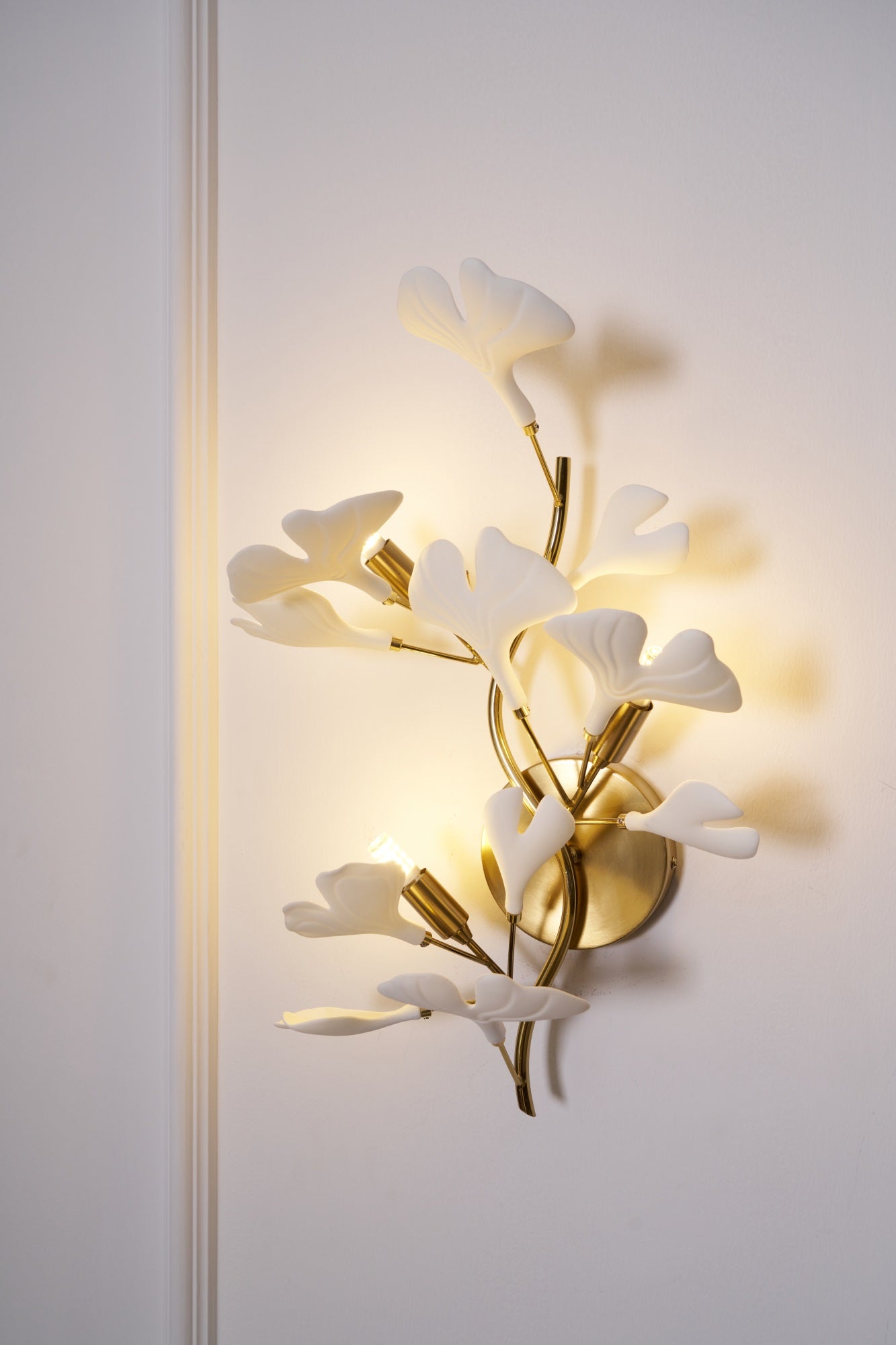 Ginkgo Wall Lamp | Gold & White | Set of 2