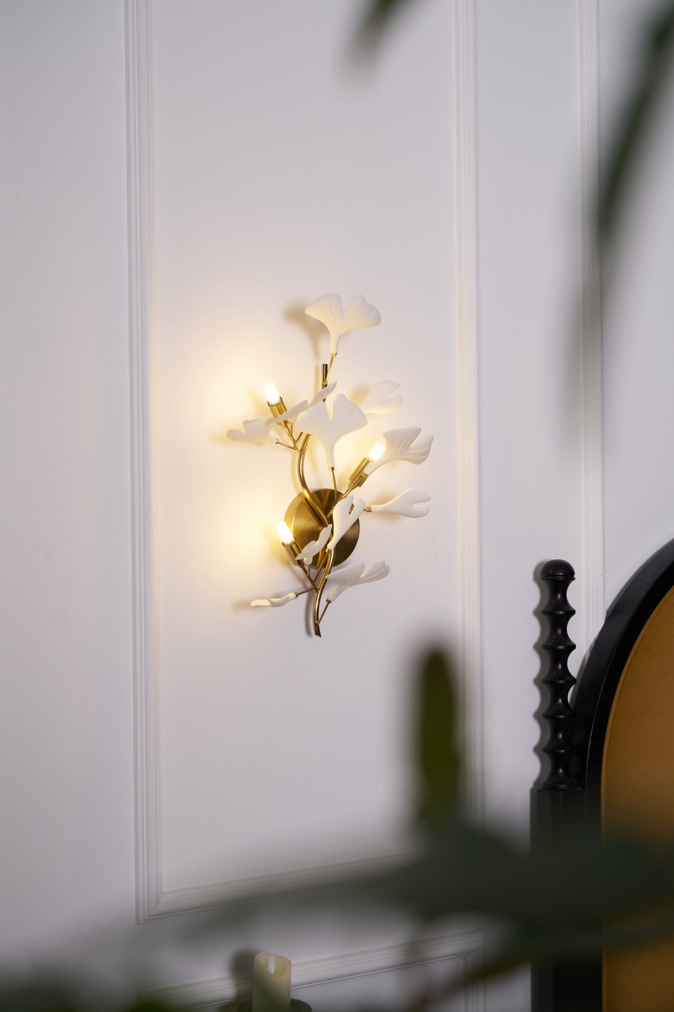 Ginkgo Wall Lamp | Gold & White | Set of 2