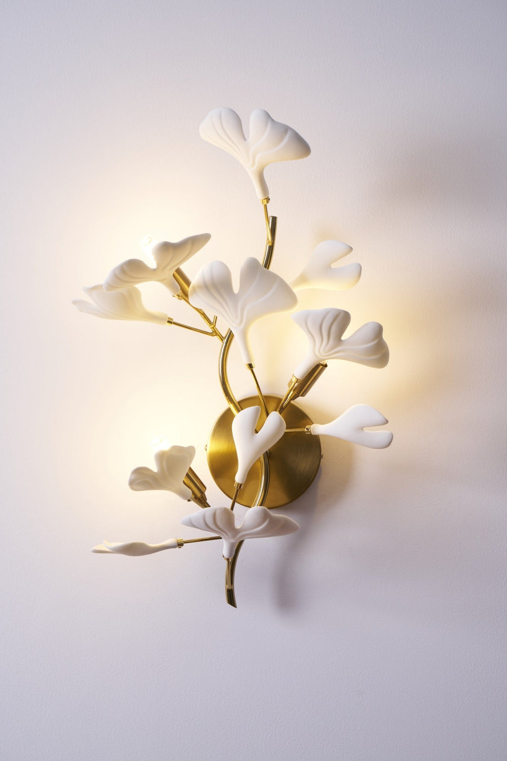Ginkgo Wall Lamp | Gold & White | Set of 2