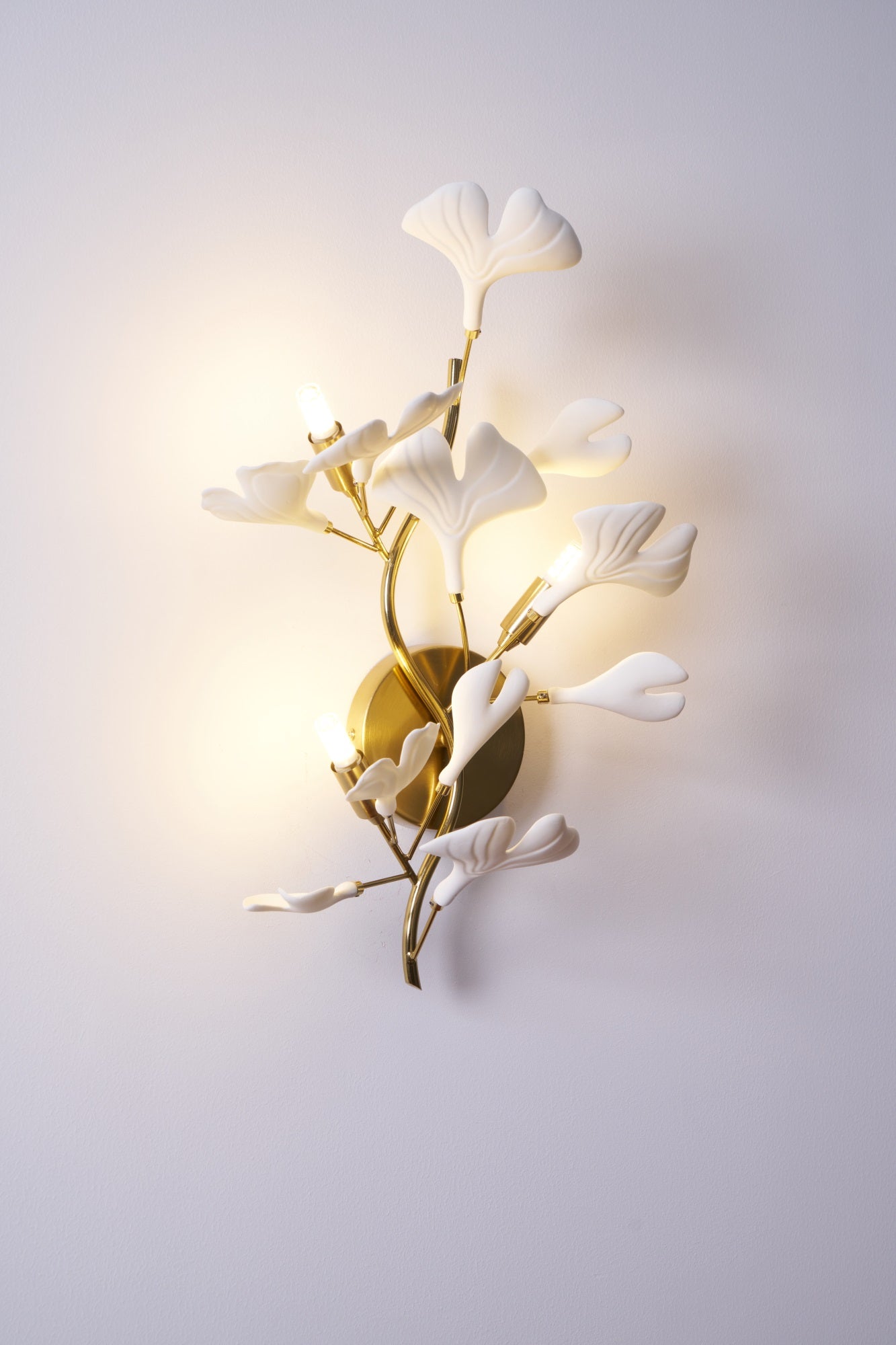 Ginkgo Wall Lamp | Gold & White | Set of 2