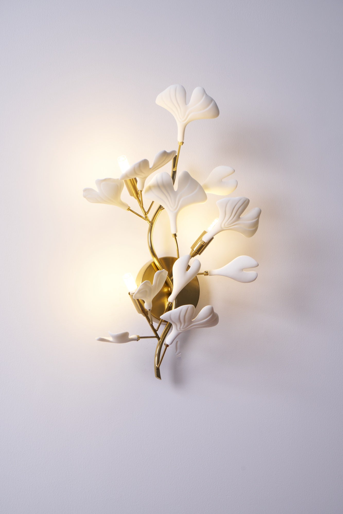 Ginkgo Wall Lamp | Gold & White | Set of 2