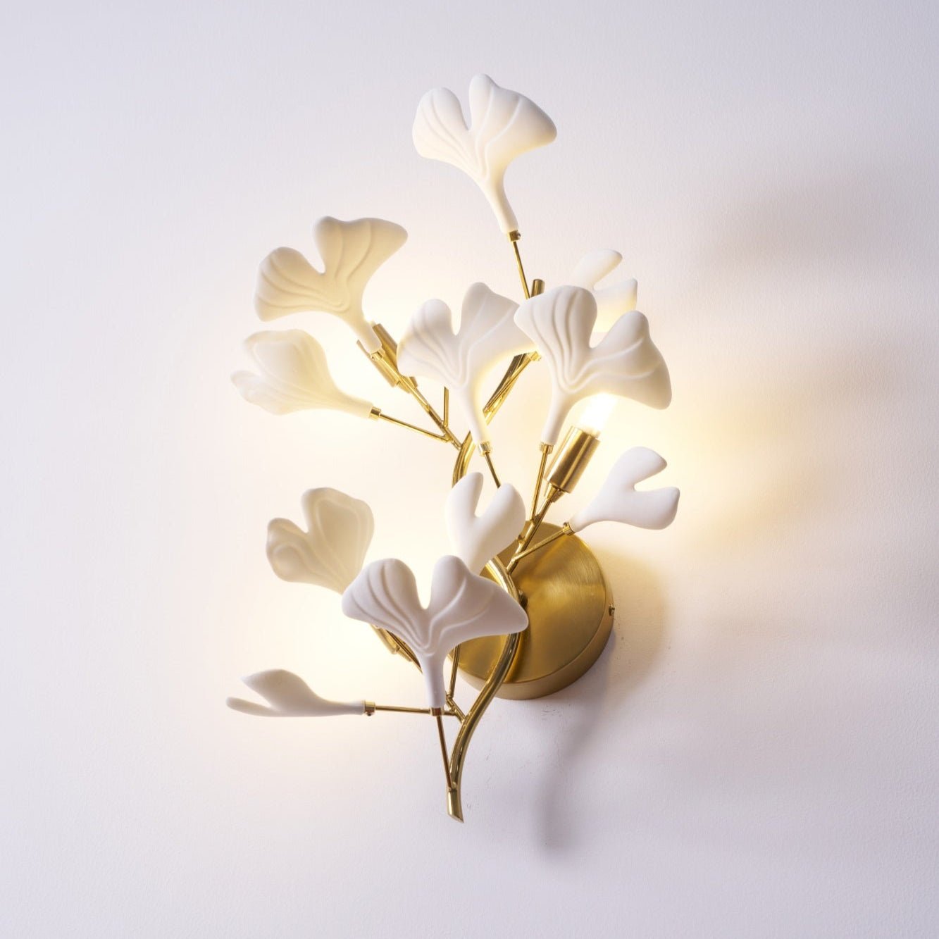 Ginkgo Wall Lamp | Gold & White | Set of 2