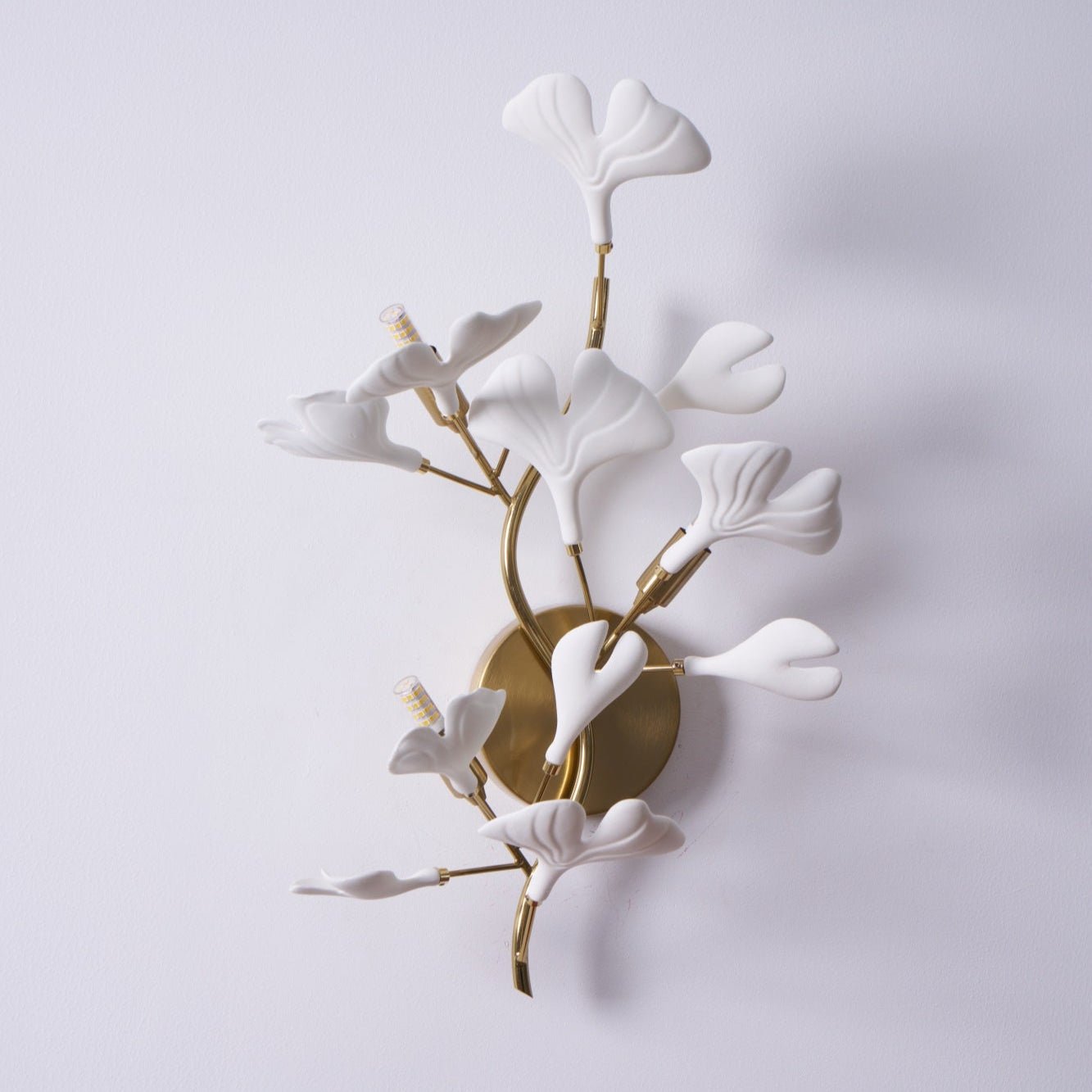 Ginkgo Wall Lamp | Gold & White | Set of 2