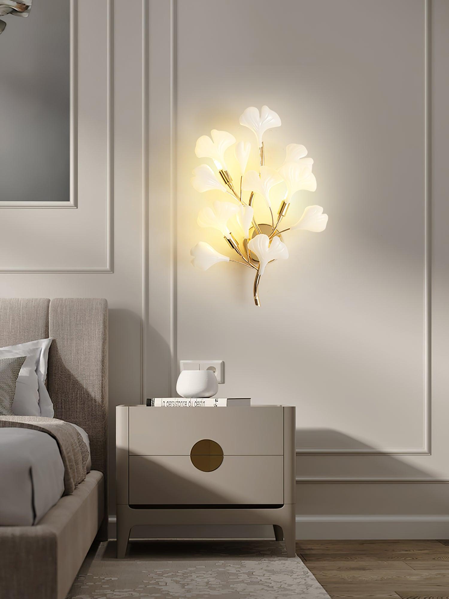 Ginkgo Wall Lamp | Gold & White | Set of 2