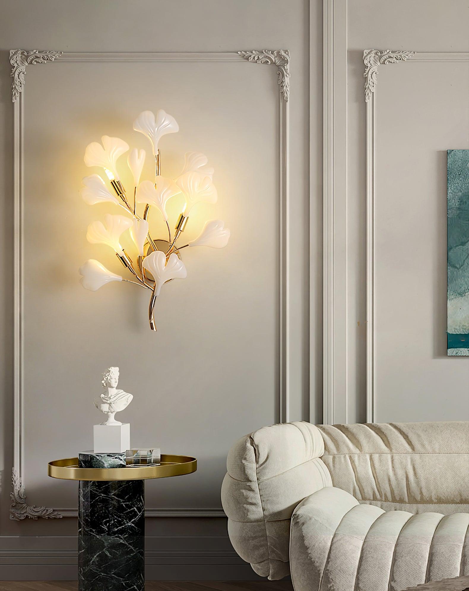 Ginkgo Wall Lamp | Gold & White | Set of 2