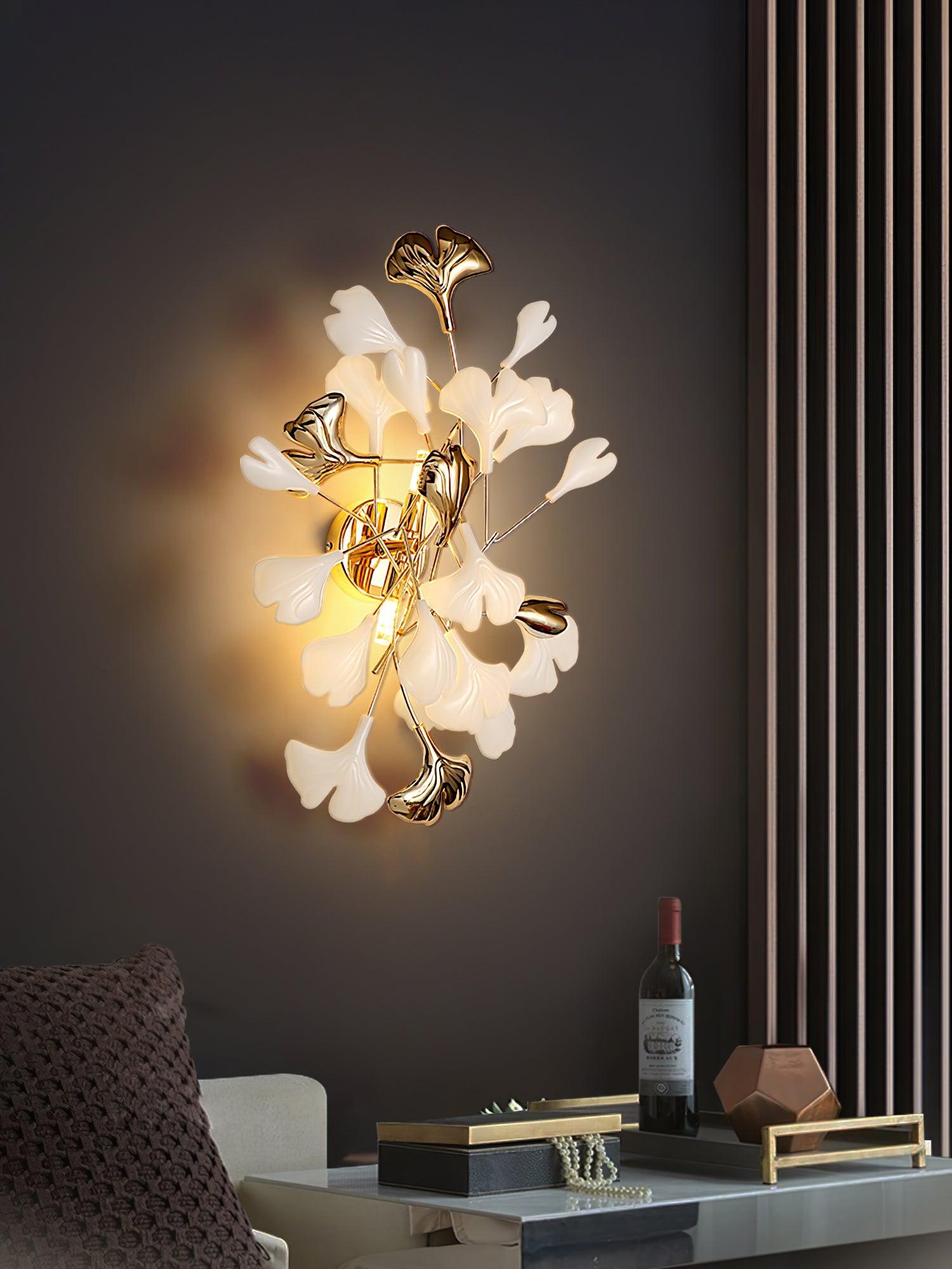 Ginkgo Wall Lamp | Gold & White | Set of 2