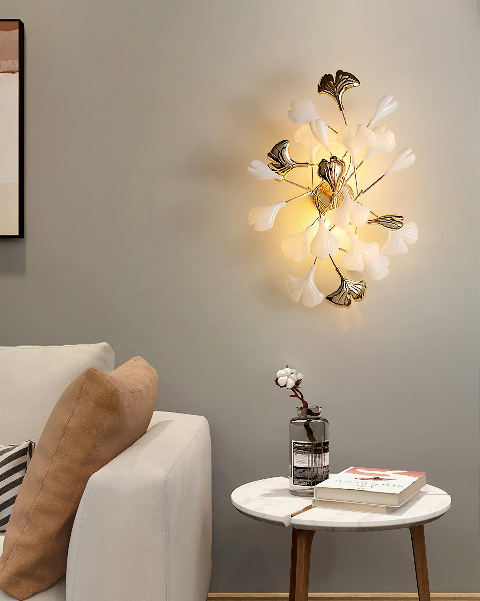 Ginkgo Wall Lamp | Gold & White | Set of 2