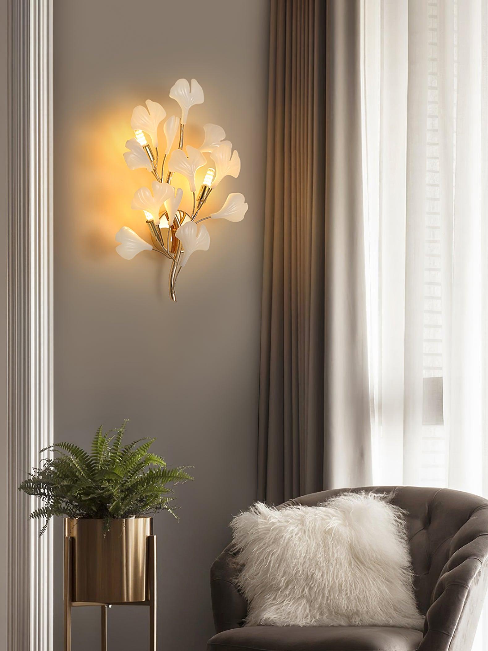 Ginkgo Wall Lamp | Gold & White | Set of 2