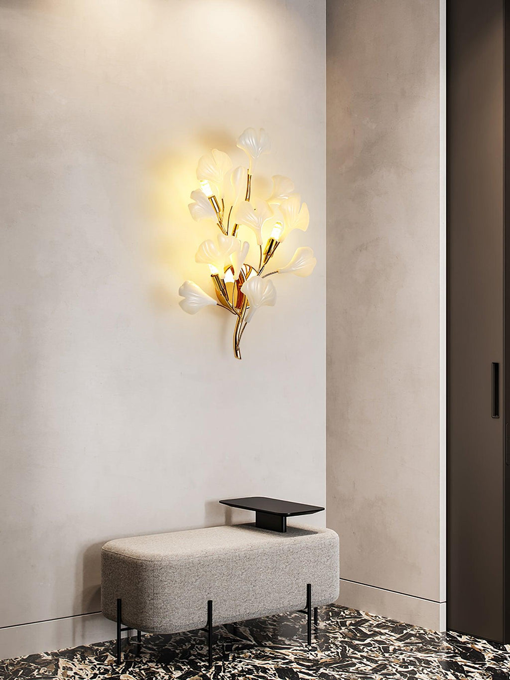 Ginkgo Wall Lamp | Gold & White | Set of 2