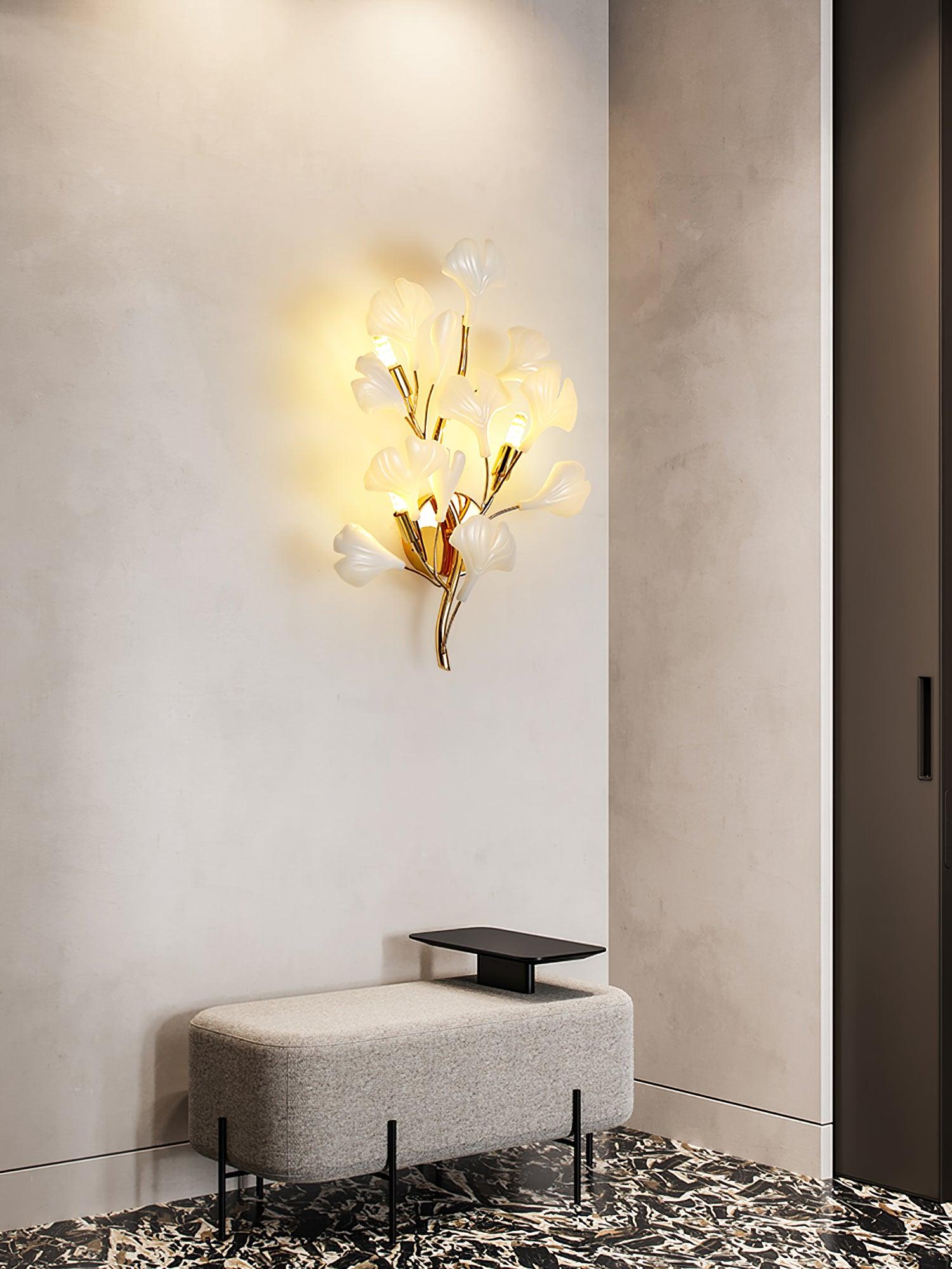 Ginkgo Wall Lamp | Gold & White | Set of 2