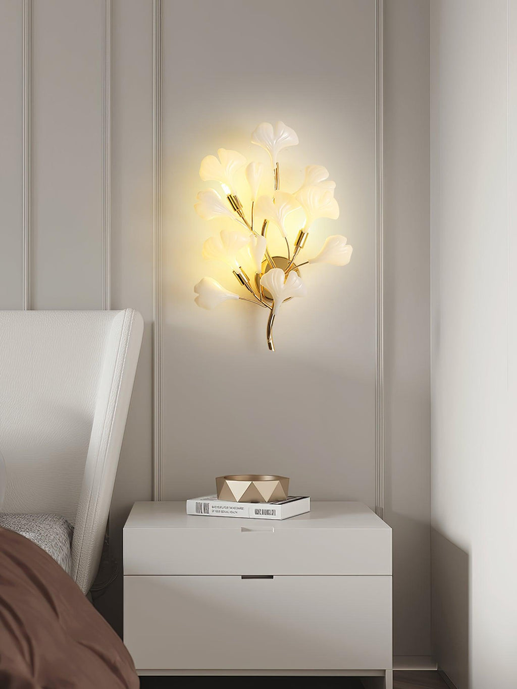 Ginkgo Wall Lamp | Gold & White | Set of 2