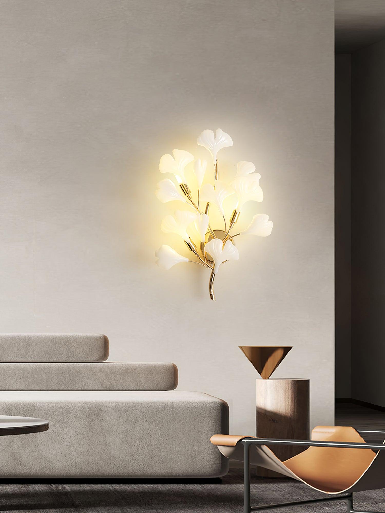Ginkgo Wall Lamp | Gold & White | Set of 2