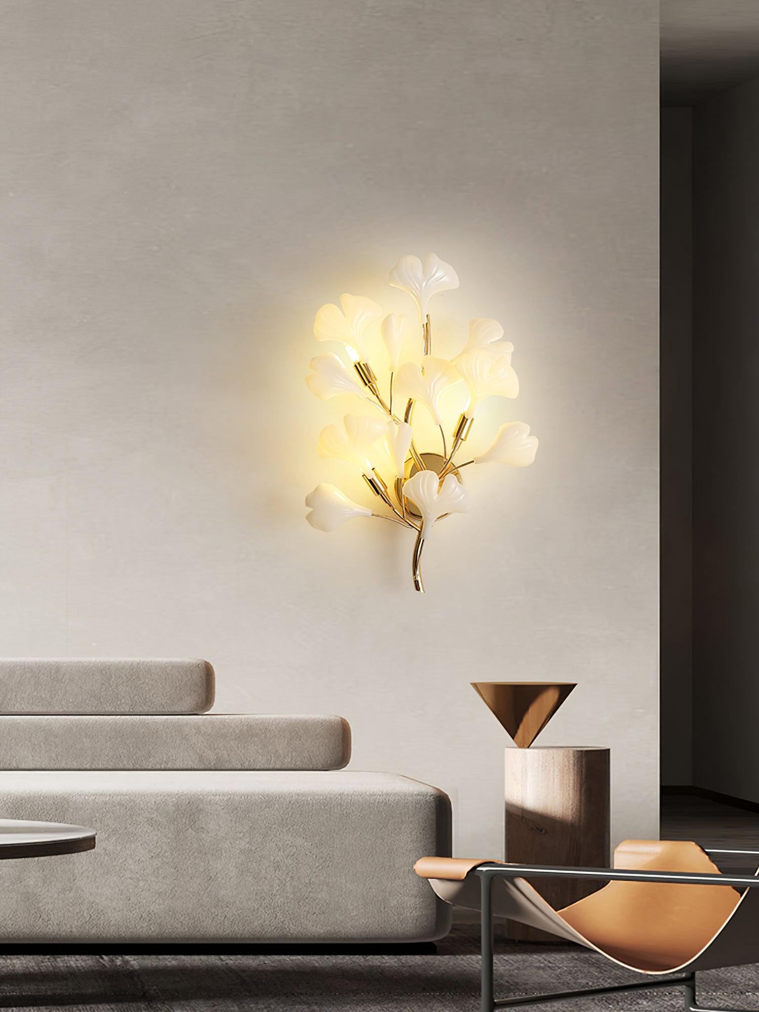 Ginkgo Wall Lamp | Gold & White | Set of 2