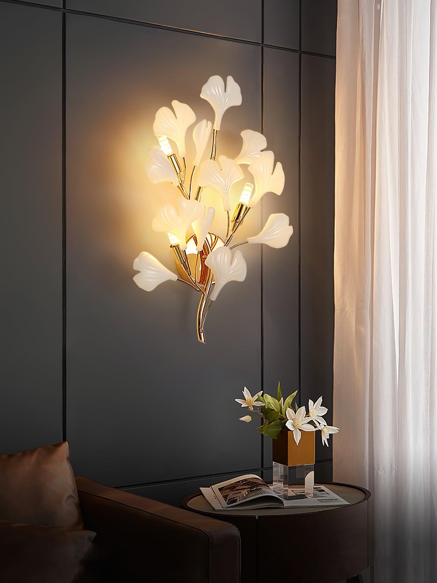 Ginkgo Wall Lamp | Gold & White | Set of 2