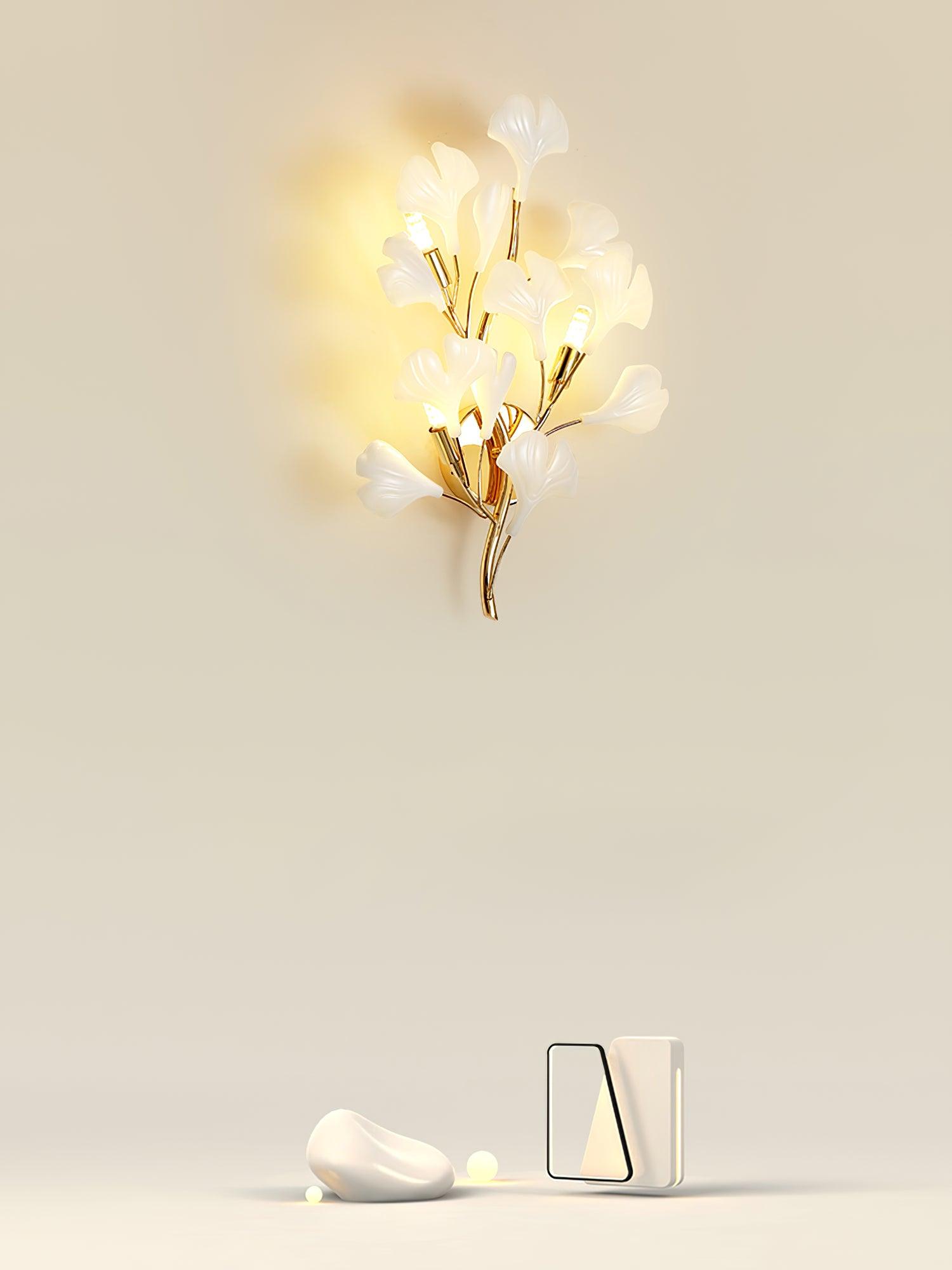 Ginkgo Wall Lamp | Gold & White | Set of 2