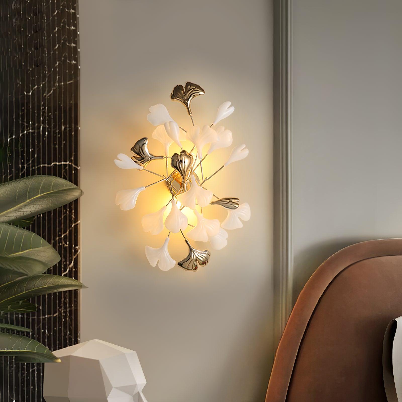 Ginkgo Wall Lamp | Gold & White | Set of 2