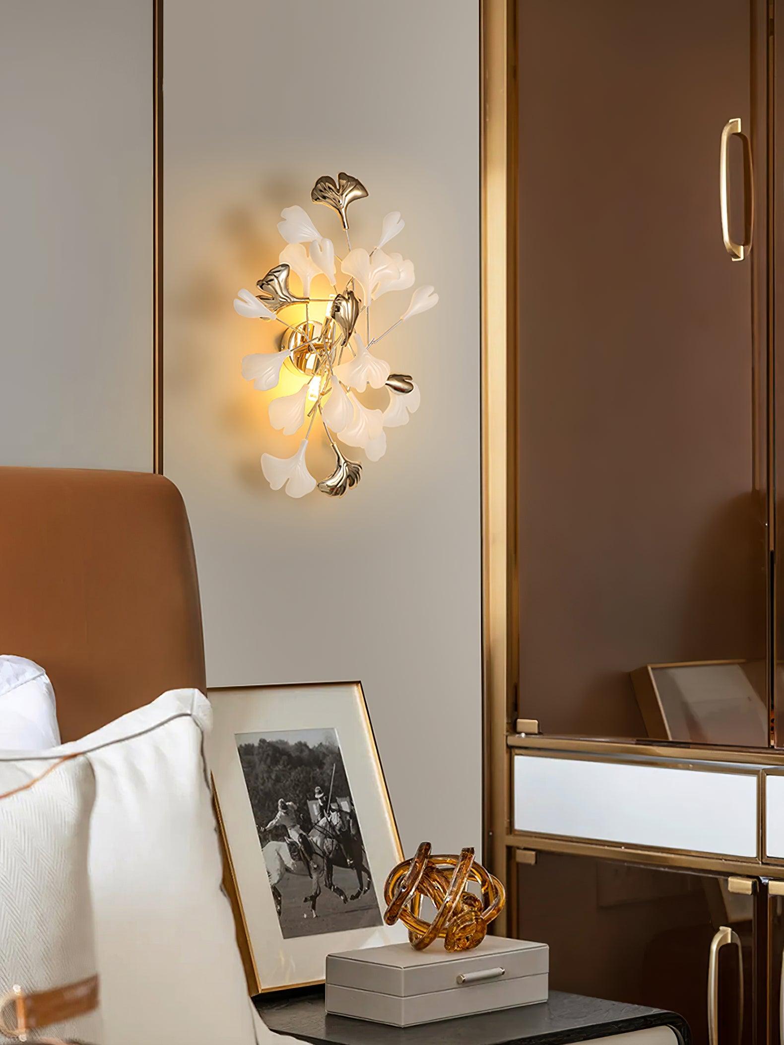 Ginkgo Wall Lamp | Gold & White | Set of 2