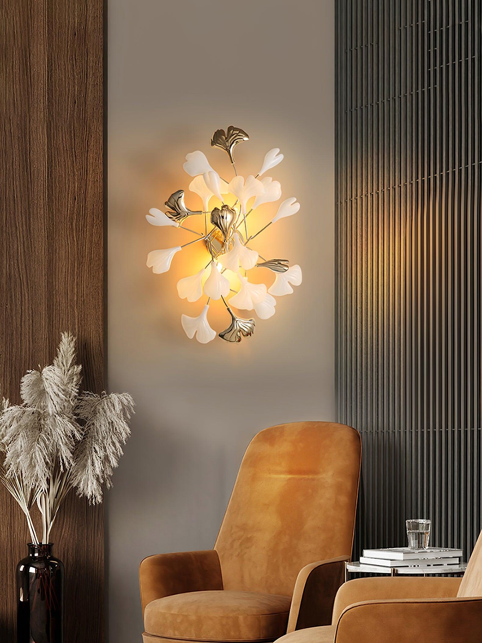 Ginkgo Wall Lamp | Gold & White | Set of 2