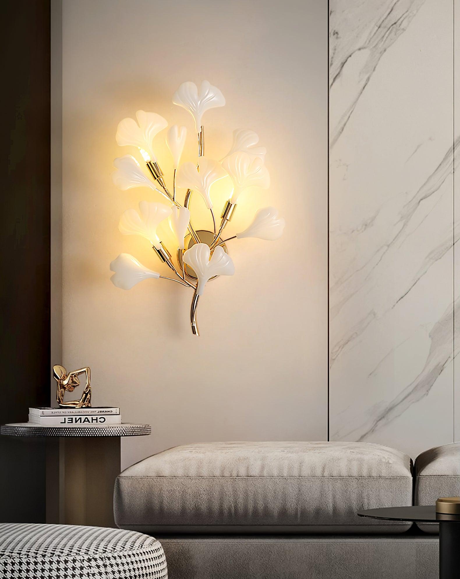 Ginkgo Wall Lamp | Gold & White | Set of 2