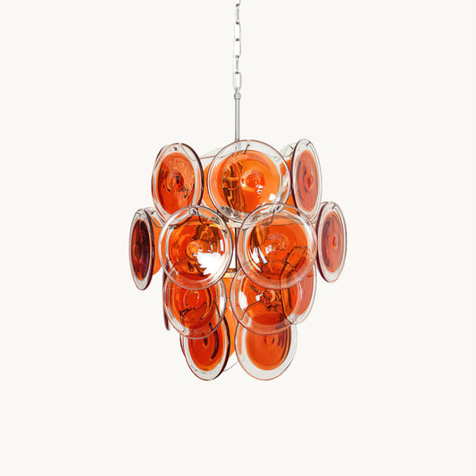 Murano Glass Chandelier | Vibrant Orange | Chrome Frame