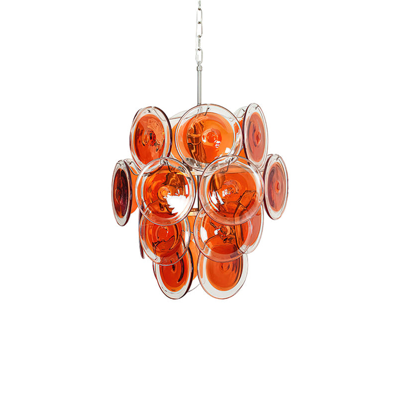Murano Glass Chandelier | Vibrant Orange | Chrome Frame