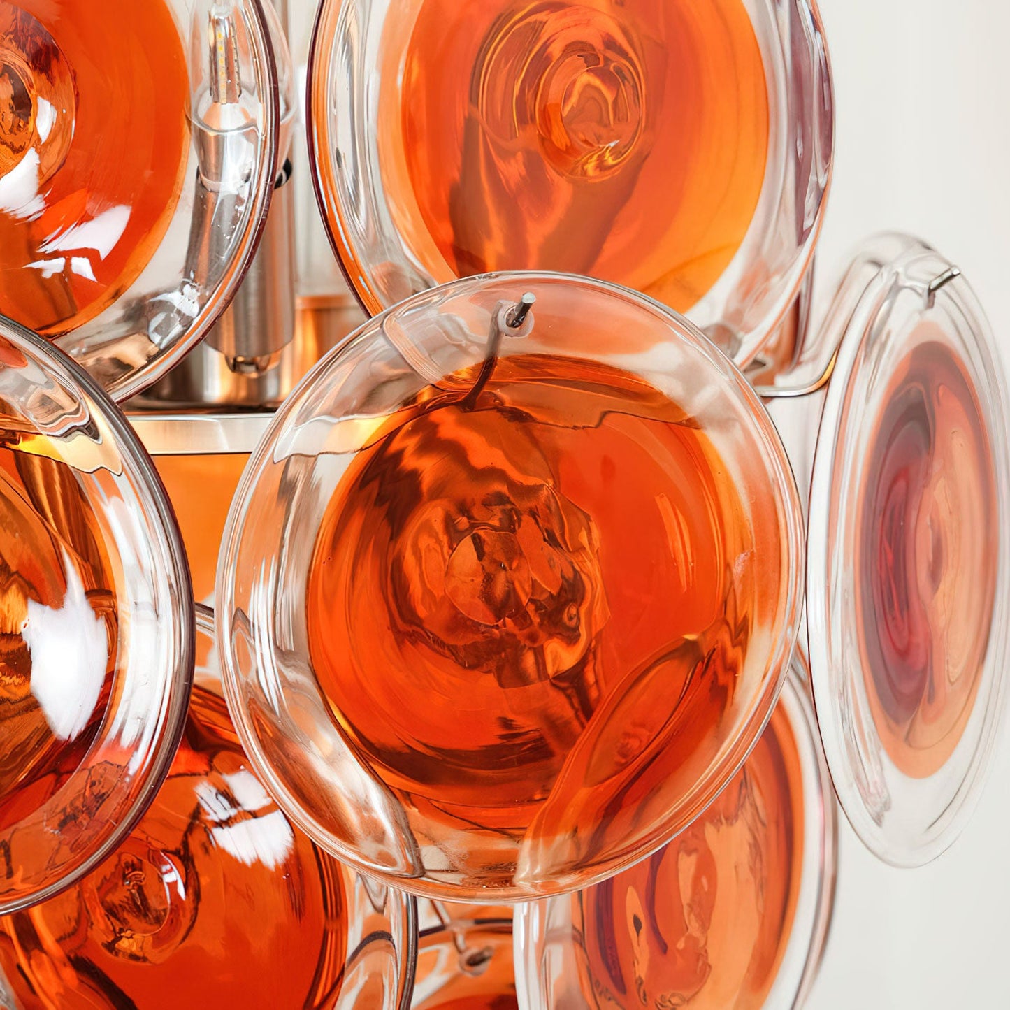 Murano Glass Chandelier | Vibrant Orange | Chrome Frame