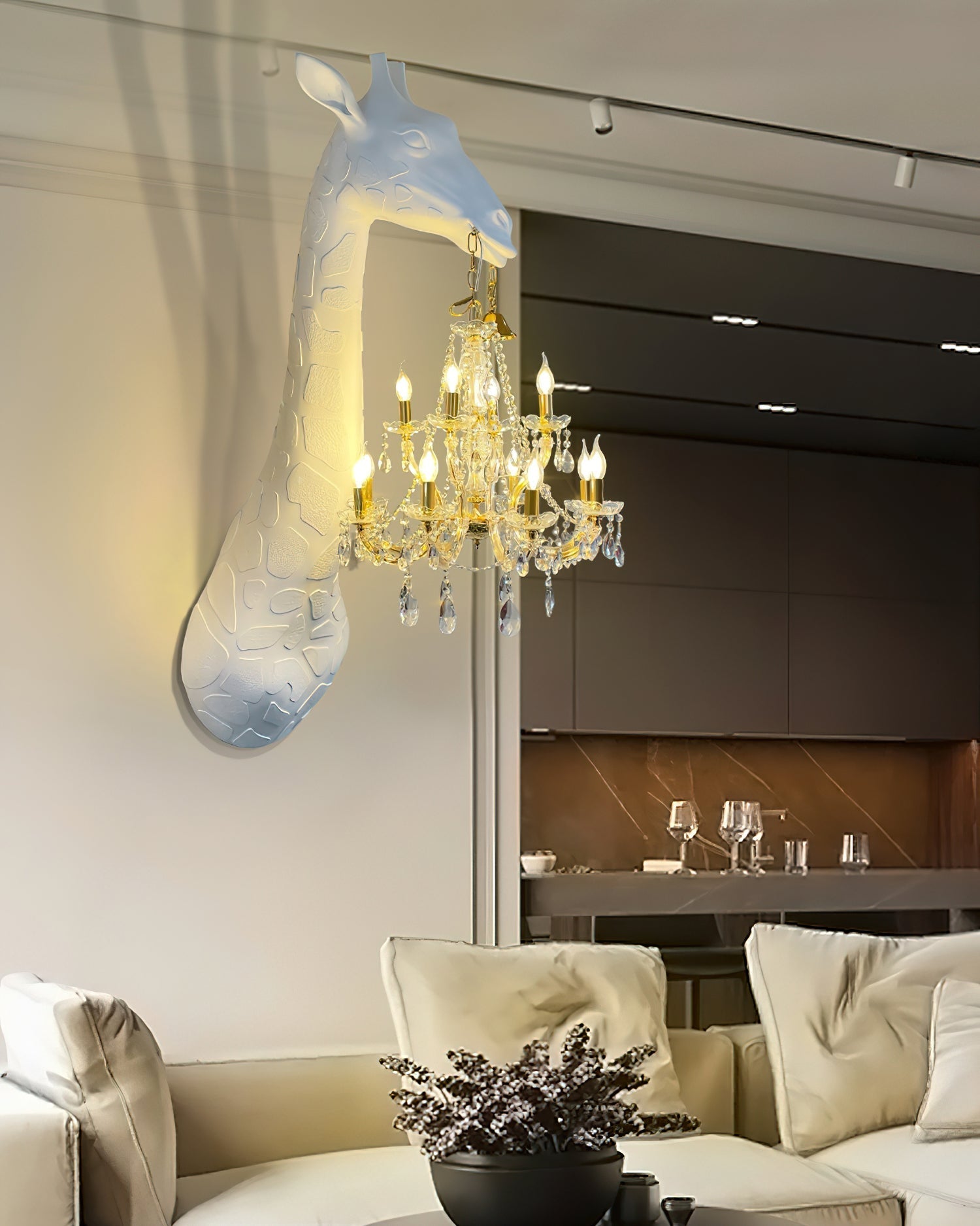 Giraffe Wall Lamp | Metal, Crystal, Fiberglass | White, Gold, Chrome, Black
