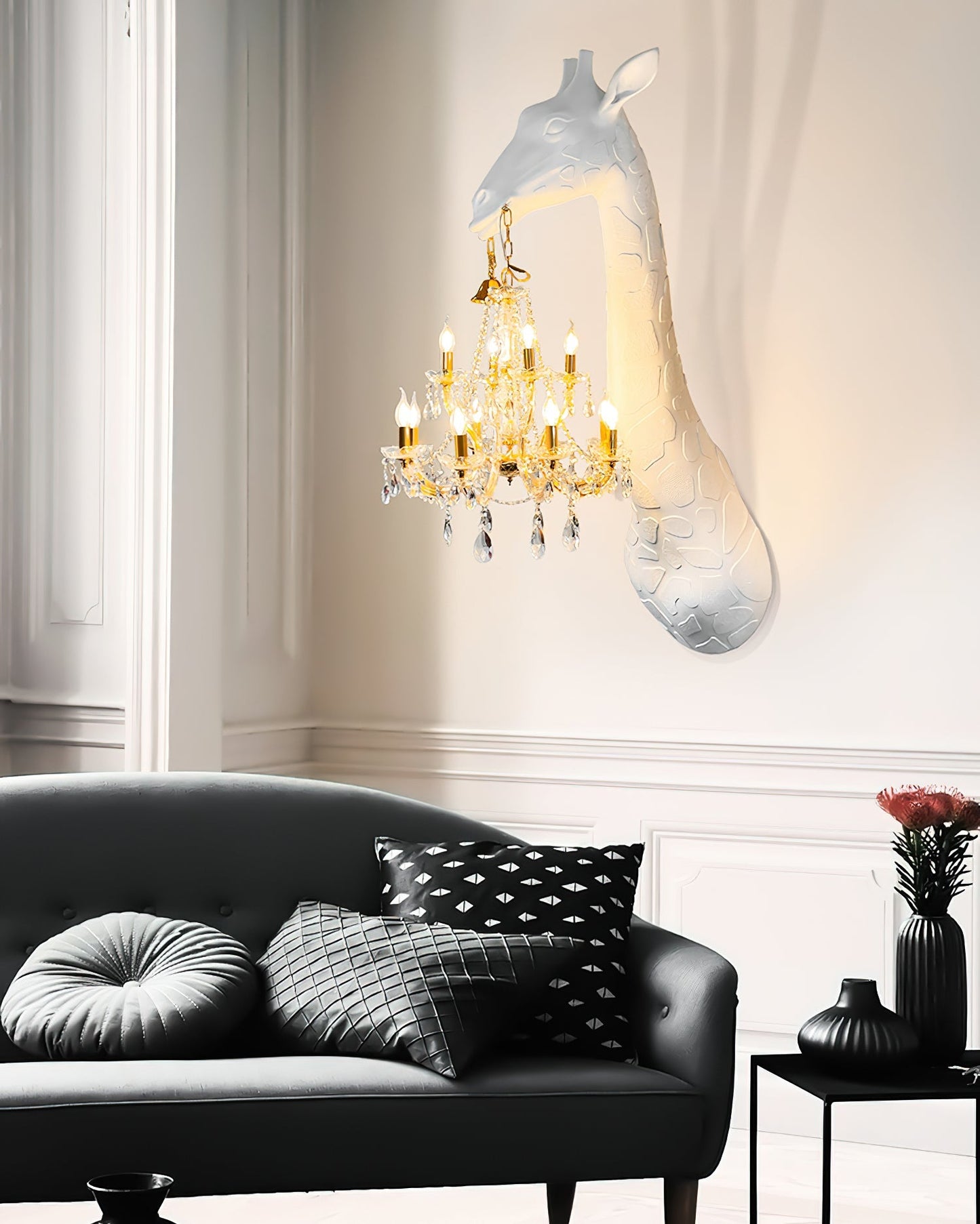 Giraffe Wall Lamp | Metal, Crystal, Fiberglass | White, Gold, Chrome, Black