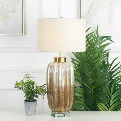 Ceramic Table Lamp | Pearlescent Ivory & Rust Brown | 60cm